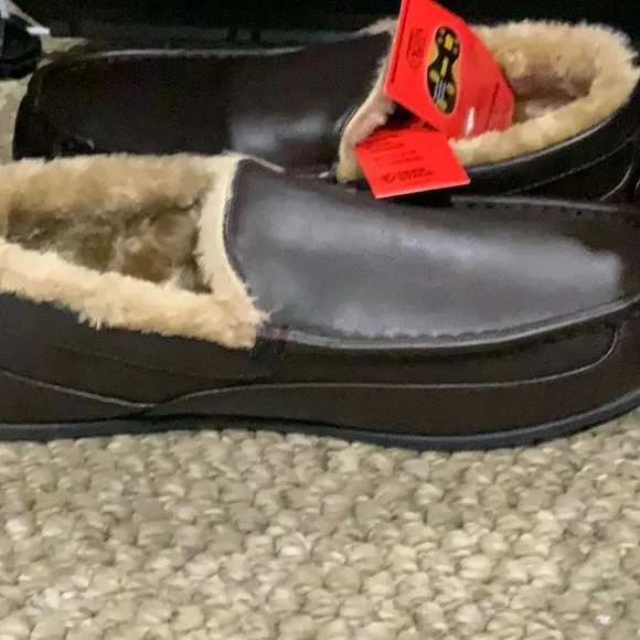 #205 Deer Stags NWT Men's Sz 11 Brown Fur-Lined Slippers - Picture 7 of 10